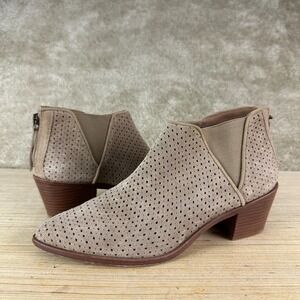HS Trask Womens Tisha Bootie 8M Lattice Gray Suede Zip Heel Elastic